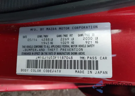 2015 Mazda Mazda6 I Sport z USA, uszkodzony, nr VIN JM1GJ1U53F1187048